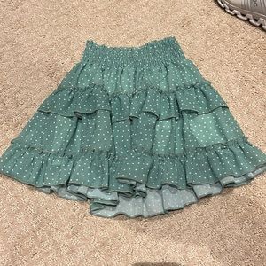 Green with white poka dots